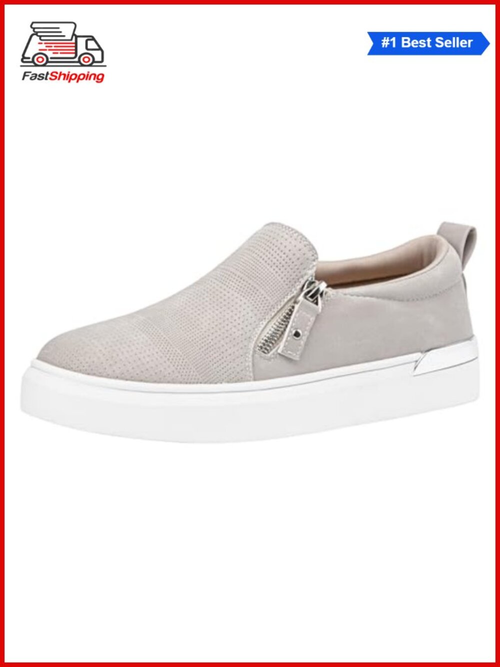 ✨ Women's Lightweight Slip On Fashion Sneakers with Side Zipper & Memory Foam